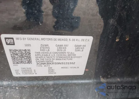 2022 Chevrolet Blazer Awd Rs из США, поврежденный, VIN 3GNKBKRS9NS131552